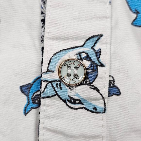 SSLR Men's Extra Large (XL) Casual Button Down Shark Print Hawaiian Party Shirt - Picture 4 of 10